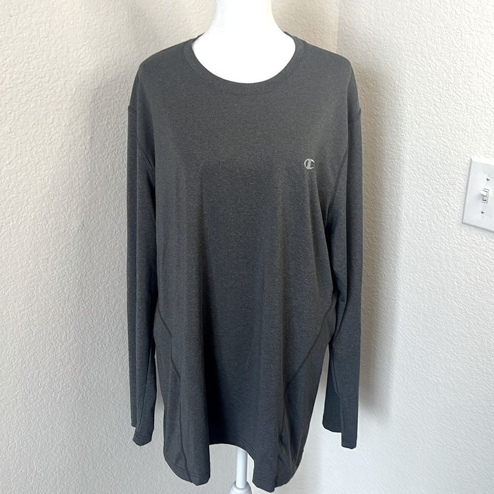 men's / Unisex Champion Double Dry Long Sleeve Gray Workout Shirt ~ Size Large